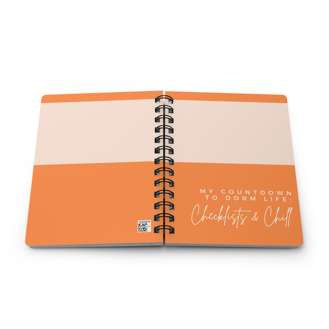 Spiral Bound Journal: Countdown to Dorm Life - Checklists & Chill Orange Cremsicle Design