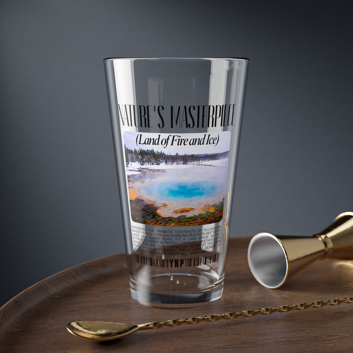 Beer Pint Glass Gift - National Park Glass Mixing Glass, 16oz - Yellowstone Lake - The Largest High-Elevation Lake in North America