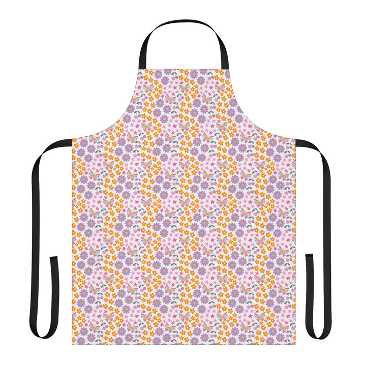 Floral Print Apron with Black Straps Perfect for Home Chefs and Craft Lovers