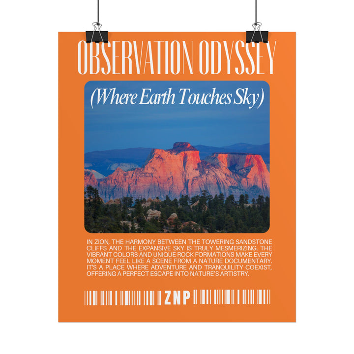 Observation Odyssey Wall Art: Nature-Inspired Journey Poster for Adventure Lovers Zion National Park