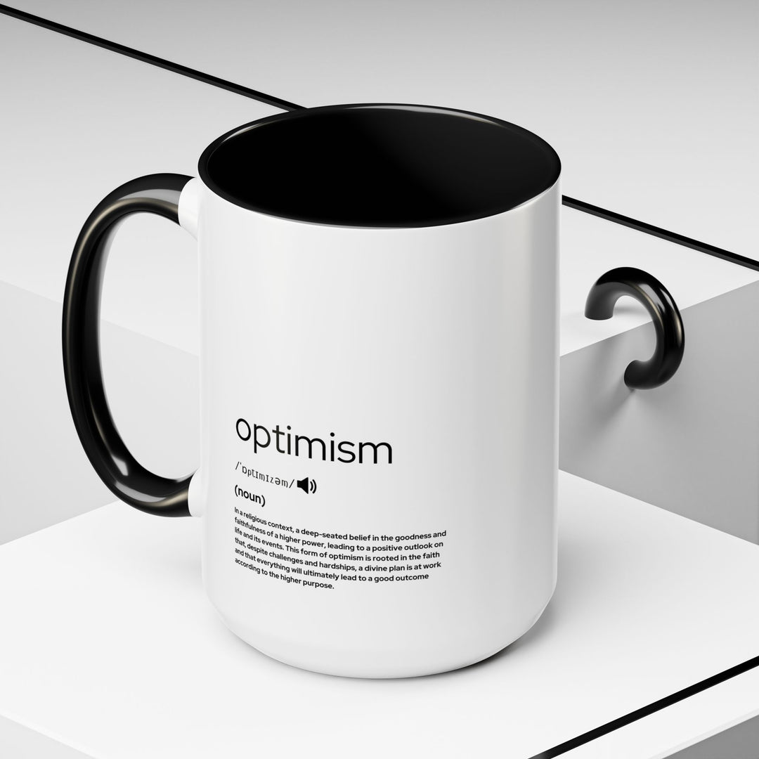 Optimism Coffee Mug - Inspirational Drinkware for Daily Motivation, Perfect Gift for Friends, Family, Graduations, Birthdays