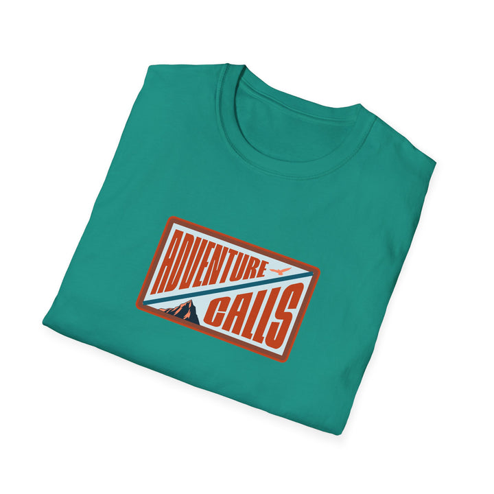 Adventure Calls T-Shirt, Unisex Softstyle Tee for Travel Lovers, Perfect for Hiking, Camping, Outdoor Adventure