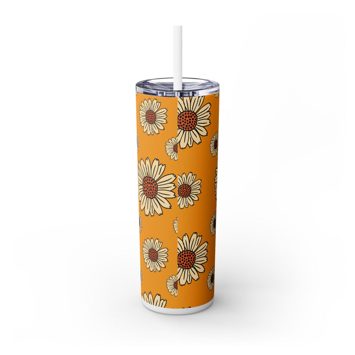 Cheerful Sunflower Skinny Tumbler with Straw - 20oz