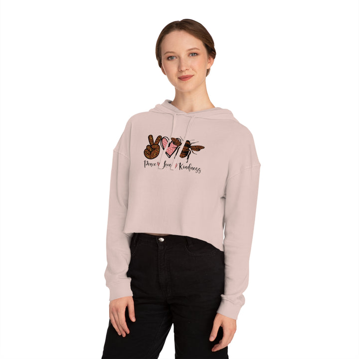 Peace, Love, Kindness Cropped Hoodie for Women - Stylish Casual Sweatshirt