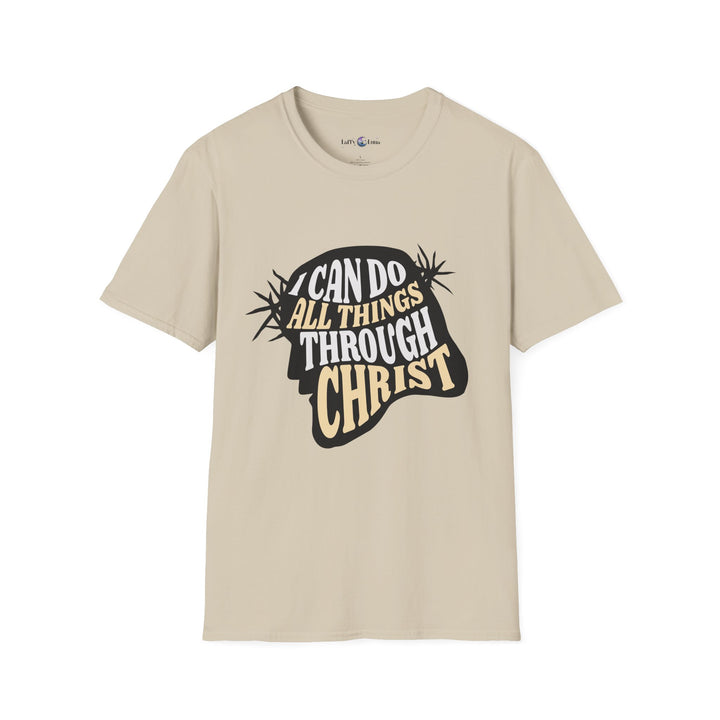 Inspirational Christian Quote T-Shirt - I Can Do All Things Through Christ - Unisex Softstyle Tee for Motivation and Uplifting Style