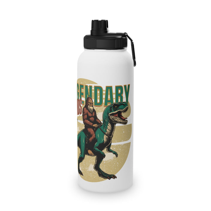 Legendary Friends Stainless Steel Water Bottle - Outdoor Adventure Hydration Gear - Science Lover Gift with Sasquatch and T-Rex Design