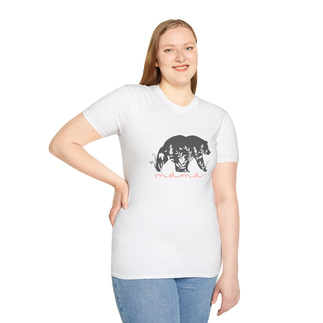 Floral Mama Bear Coral T-Shirt - Perfect for New Moms