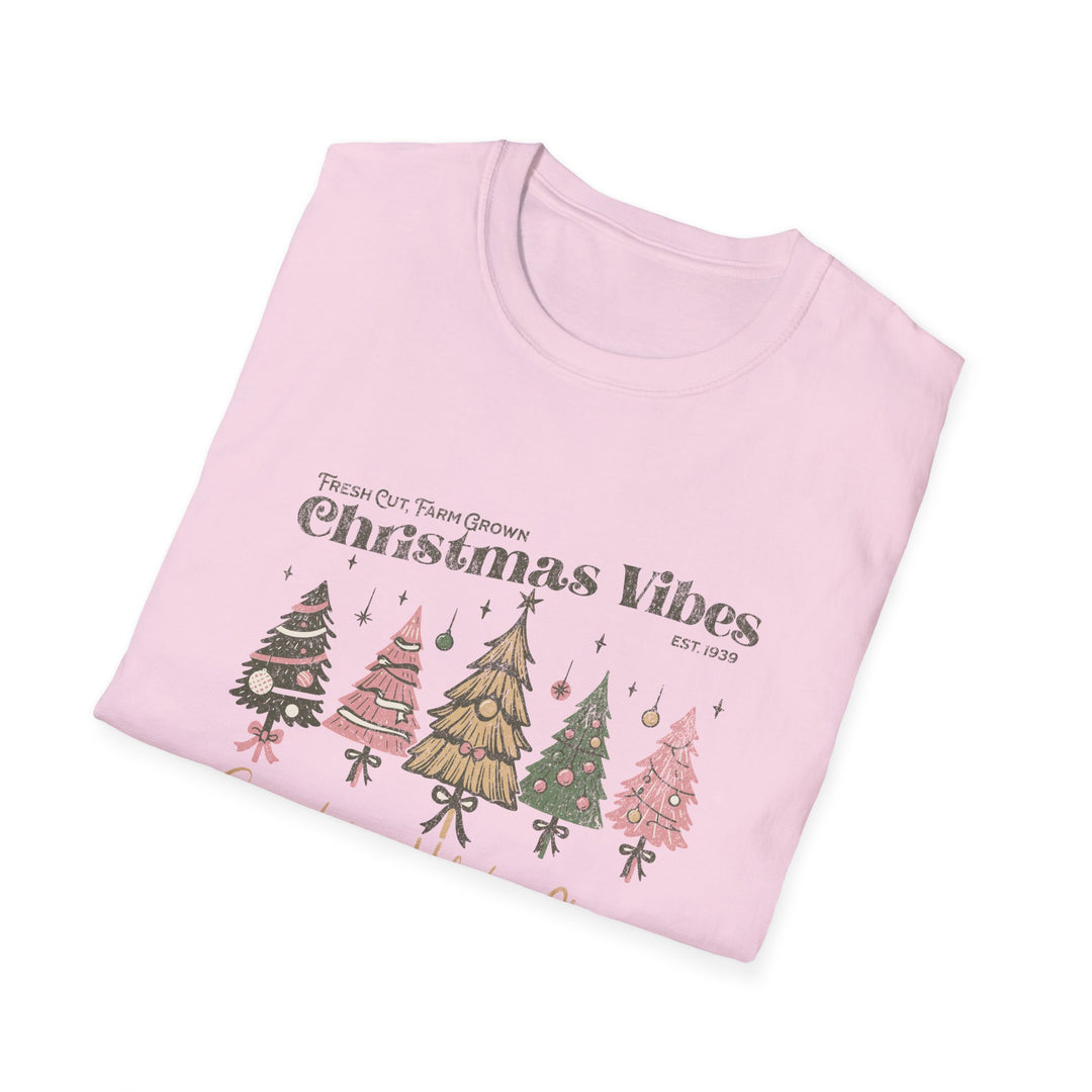 Christmas Vibes Unisex Softstyle T-Shirt, Holiday Apparel, Festive Gift, Family Gatherings, Comfortable Wear, Seasonal Tees