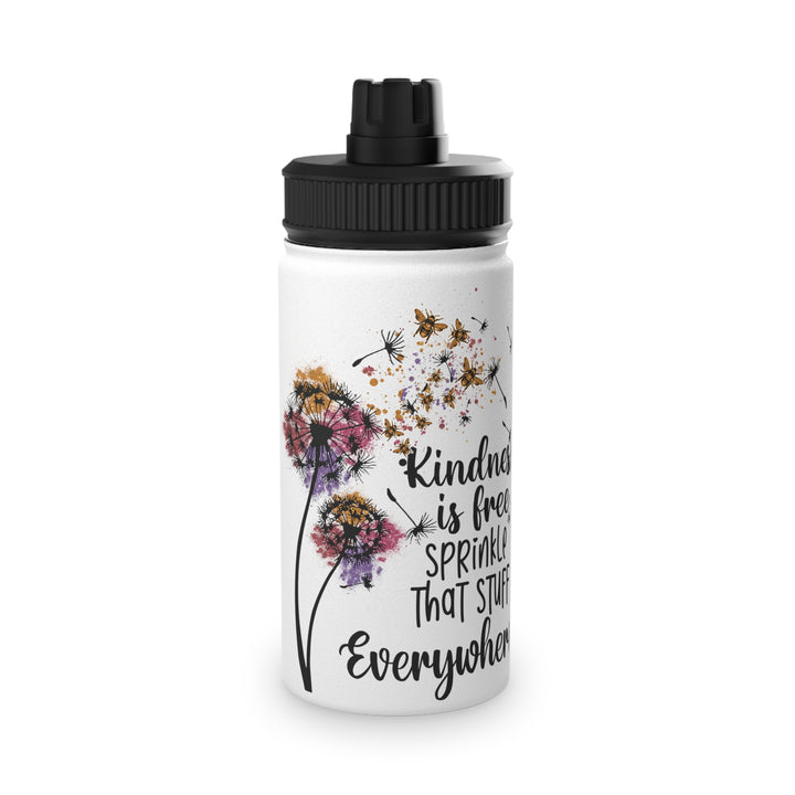 Inspirational Stainless Steel Water Bottle - Kindness is Free - Uplifting Travel Drinkware with Cute Flowers - Perfect Gift for Teens