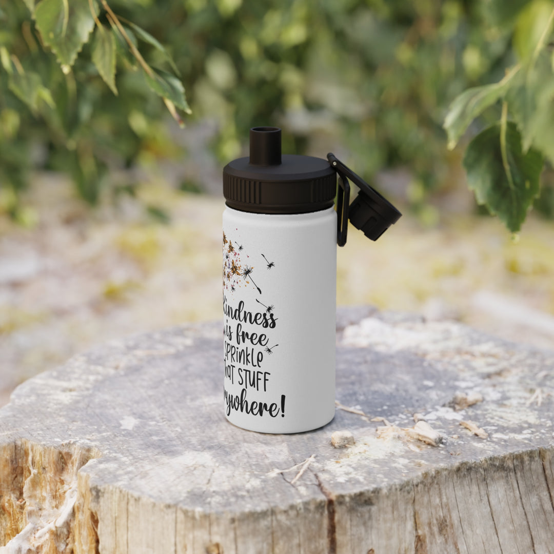 Inspirational Stainless Steel Water Bottle - Kindness is Free - Uplifting Travel Drinkware with Cute Flowers - Perfect Gift for Teens