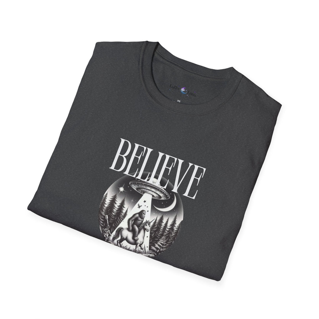 Unisex Softstyle T-Shirt - Believe Graphic Tee for Nature Lovers - Ideal for Casual Outings, Cozy Gatherings, and Relaxing at Home