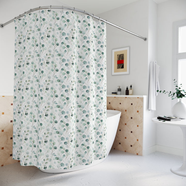 Elegant Botanical Shower Curtain - Fresh Greenery Design for a Serene Bathroom