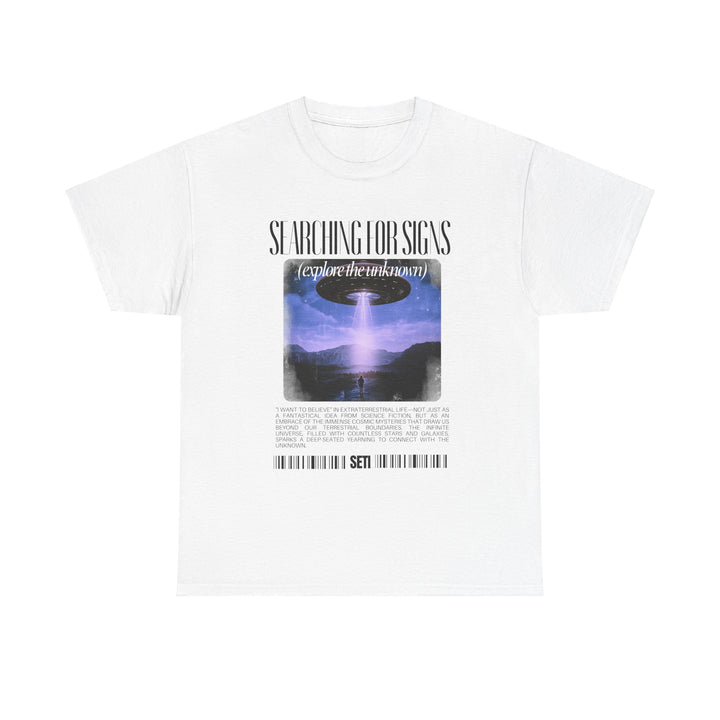 Exploration T-Shirt Alien Life Y2K - Searching for Signs Graphic Tee - Perfect for Casual Wear, Outdoor Activities, and Gift-Giving