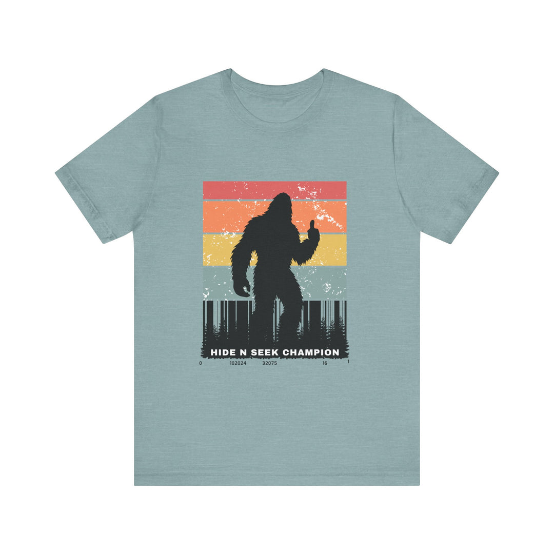 Unisex Bigfoot Hide N Seek Champion Tee - Fun Retro Graphic T-Shirt