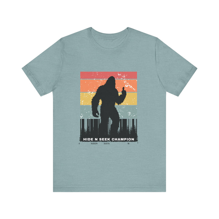 Unisex Bigfoot Hide N Seek Champion Tee - Fun Retro Graphic T-Shirt