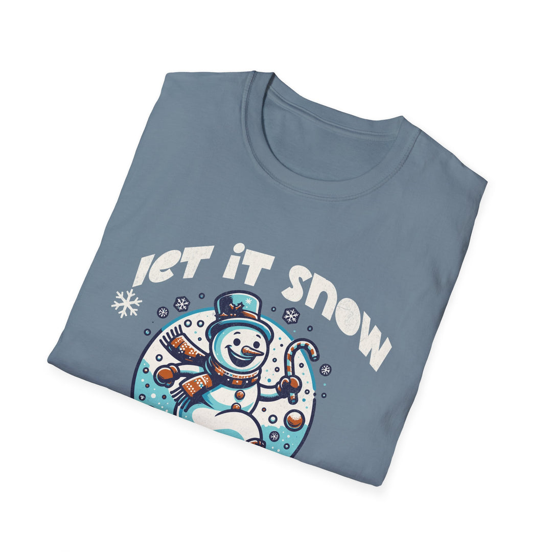 Let It Snow Christmas T-Shirt | Unisex Softstyle Tee with Fun Snowman Design