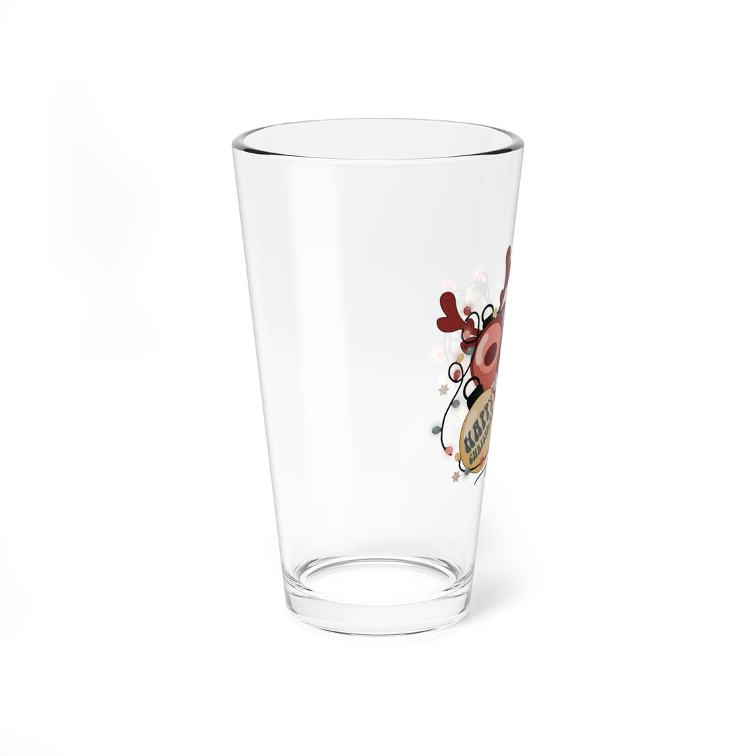 Festive Christmas Mixing Glass - 16oz with Holiday Designs