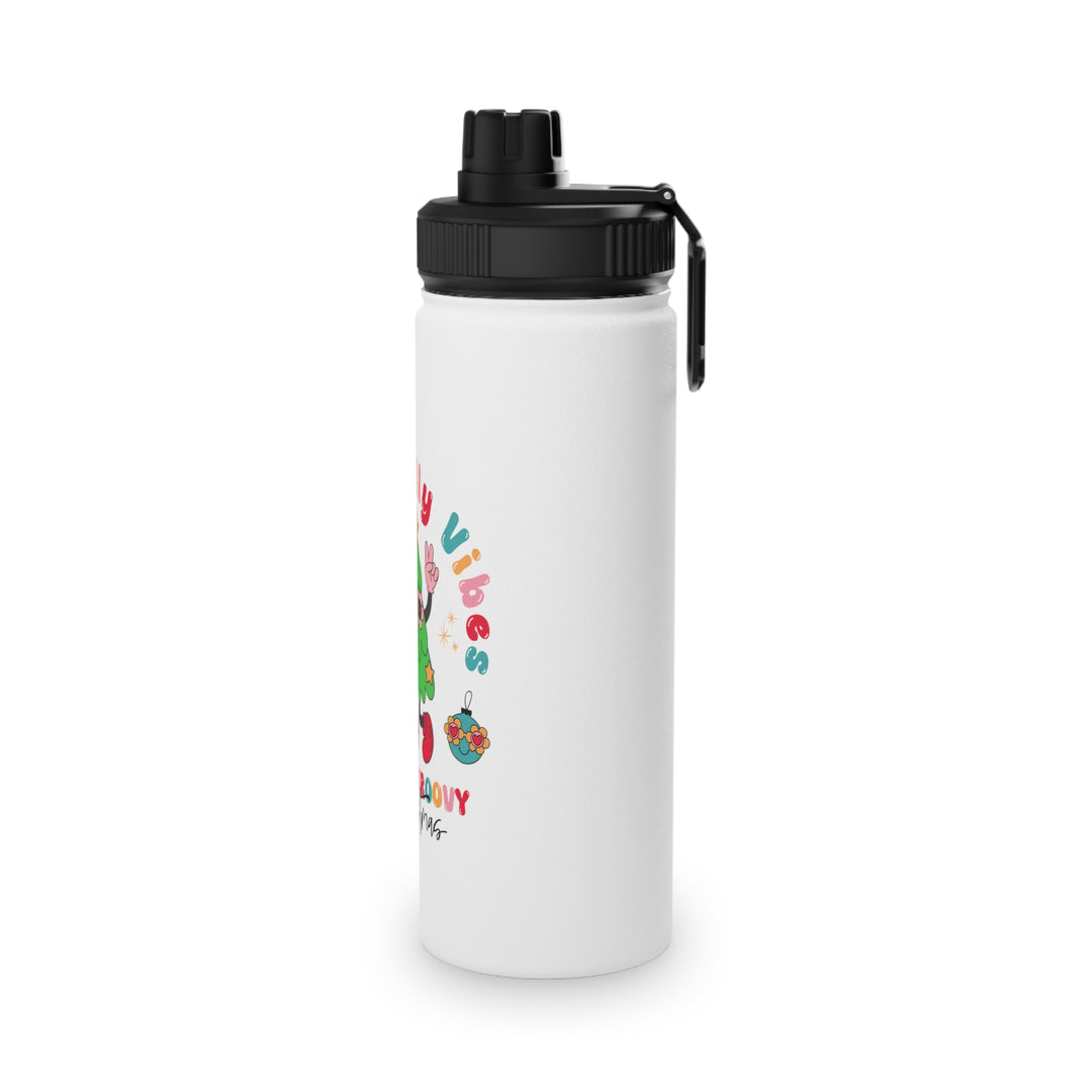 Groovy Christmas Stainless Steel Water Bottle - Holly Jolly Vibes - Perfect for On-the-Go Hydration and Festive Cheer