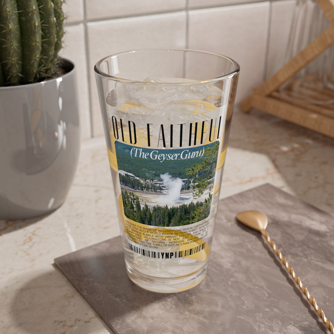 Yellowstone Park Pint Glass - Beer Lovers Gift with Landscape Nature Old Faithful Mixing Glass - 16oz Scenic Drinkware for Nature Lovers