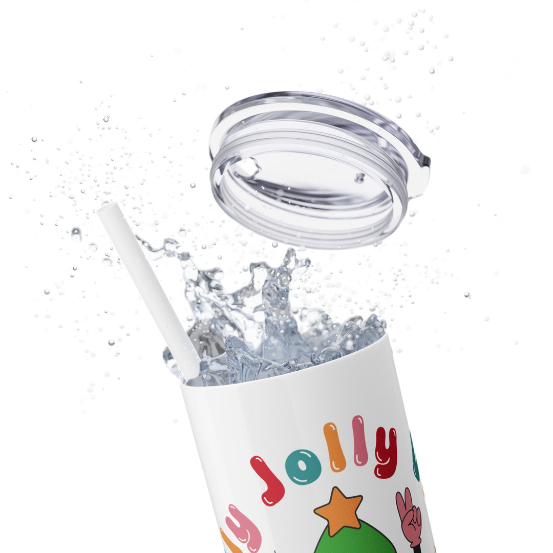 Have a Groovy Christmas Skinny Tumbler with Straw - 20oz Fun Holiday Drinkware - Perfect for Festive Celebrations and Unique Gifts