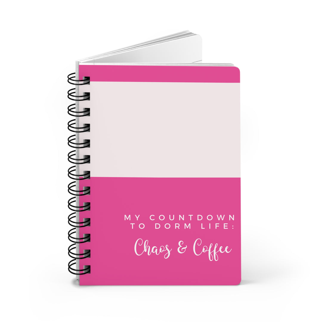 Hardcover Journal My Countdown to Dorm Life - Chaos & Coffee Bright Pink