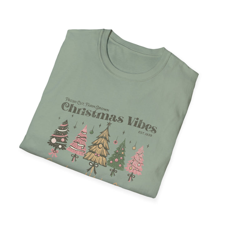 Christmas Vibes Unisex Softstyle T-Shirt, Holiday Apparel, Festive Gift, Family Gatherings, Comfortable Wear, Seasonal Tees