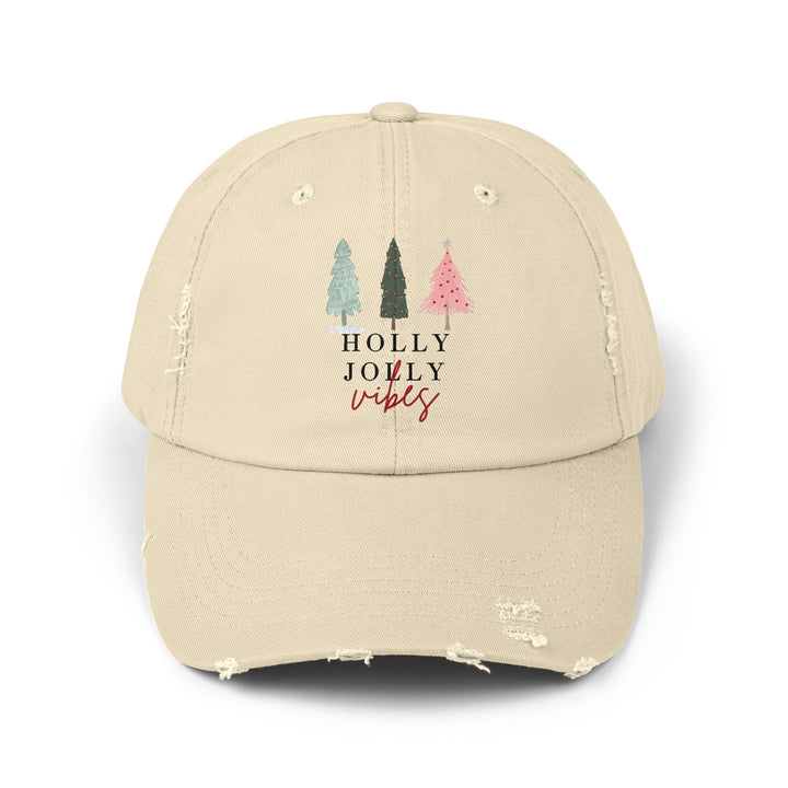 Feeling Like Christmas Holiday Hat - Holly Jolly Vibes - Perfect Festive Accessory for the Season Distressed Cap Gift for Women