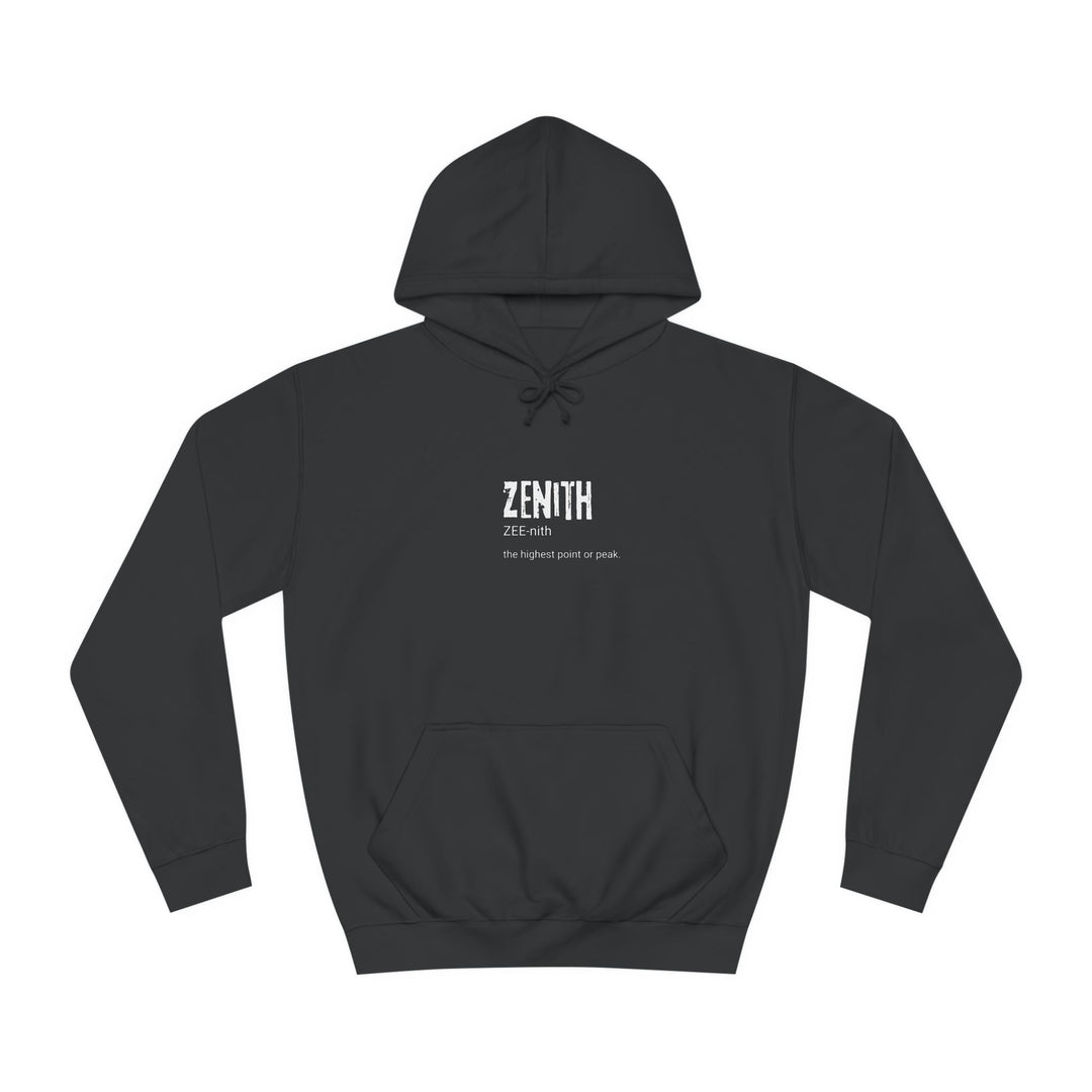 Zenith Unisex College Hoodie - Cozy, Casual, Trendy, Perfect for Students, Stylish Gift, College Life, Graduation, Everyday Wear