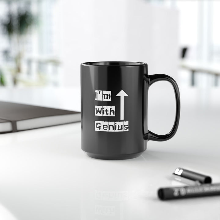 I'm With Genius Black Mug, Funny Coffee Cup, Gift for Friends, Office Humor, Birthday Present, Unique Drinkware