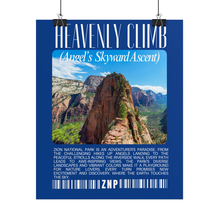 Angel's Ascent Zion Climbs Wall Art: Nature-Inspired Journey Poster for Adventure Lovers - Zion National Park Scenic Artwork