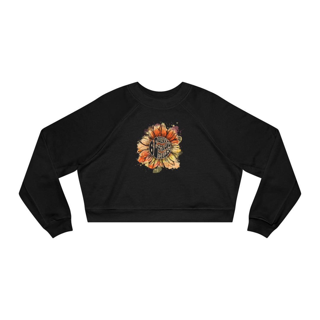 Be Kind, Brave, Fearless Crop Sweatshirt - Sunflower Women's Cropped Fleece Pullover - Empowering and Uplifting Motivational Apparel