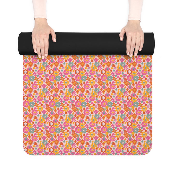 Vibrant Floral Rubber Yoga Mat - Non-Slip Fitness Companion