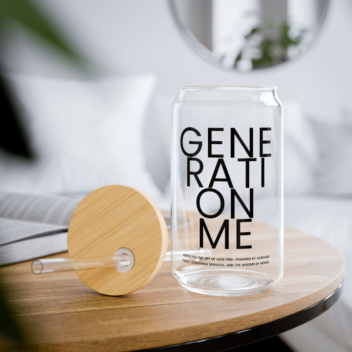 Eco-Friendly 16oz Sipper Glass - Generation Drinkware for Latchkey Kids and Gen X - Stylish Glassware Outdoor Beverages Modern Typography