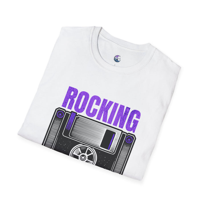 Retro Floppy Disk Unisex Softstyle T-Shirt - 'Rocking 1980' Design - Perfect for Nostalgic Vibes and Casual Wear