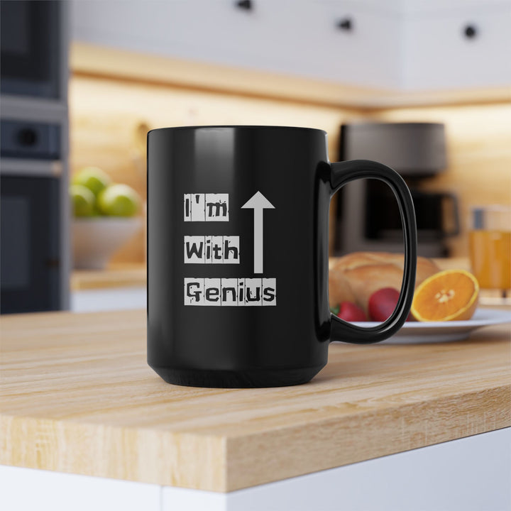 I'm With Genius Black Mug, Funny Coffee Cup, Gift for Friends, Office Humor, Birthday Present, Unique Drinkware