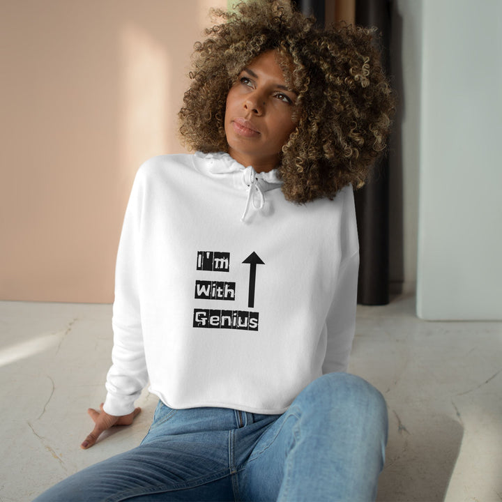 I'm With Genius Crop Hoodie, Fun Crop Top, Casual Sweatshirt, Gift for Students, Trendy Outfit, Humor Apparel