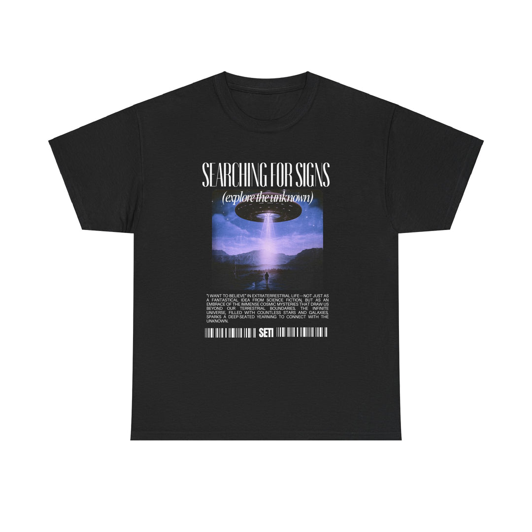 Exploration T-Shirt Alien Life Y2K - Searching for Signs Graphic Tee - Perfect for Casual Wear, Outdoor Activities, and Gift-Giving