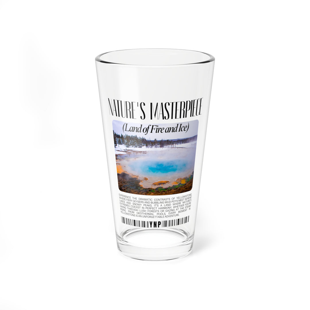 Beer Pint Glass Gift - National Park Glass Mixing Glass, 16oz - Yellowstone Lake - The Largest High-Elevation Lake in North America