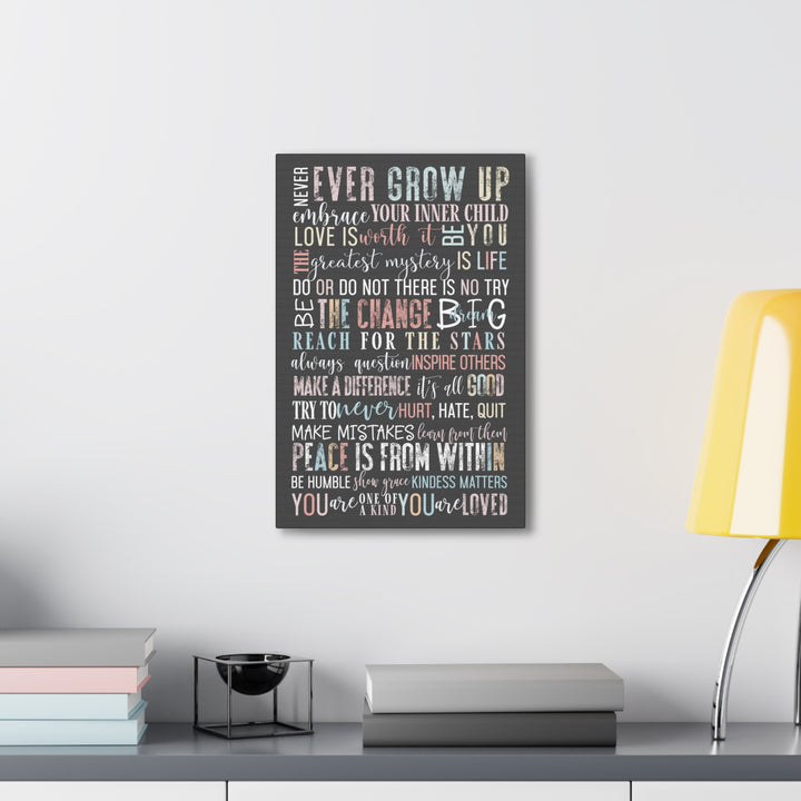 Whispering Pastels Wall Canvas with Inspiring Words Motivational Mantras - Soft Cheerful Artwork for Kids' Rooms, Bathrooms, Family Rooms