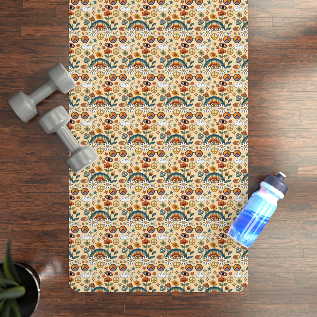 Meditative Rubber Yoga Mat with Bohemian Design