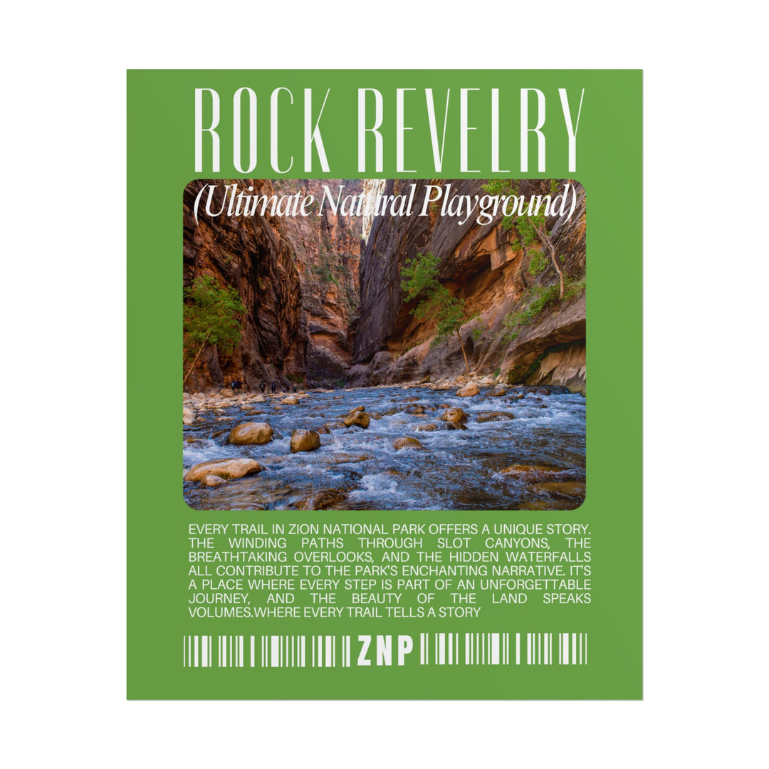 Rock Revelry Wall Art: Nature-Inspired Journey Poster Zion National Park Landscape Waterfalls  Gift for Teenagers, Hikers, Nature Lovers