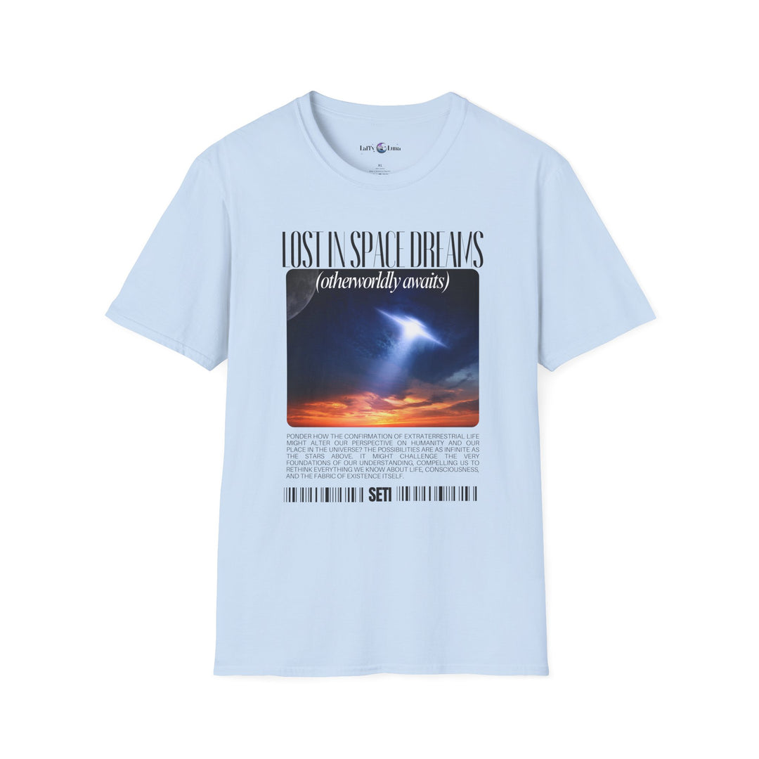 Lost in Space Dreams Unisex Softstyle T-Shirt | Cosmic Graphic Tee for Space Enthusiasts