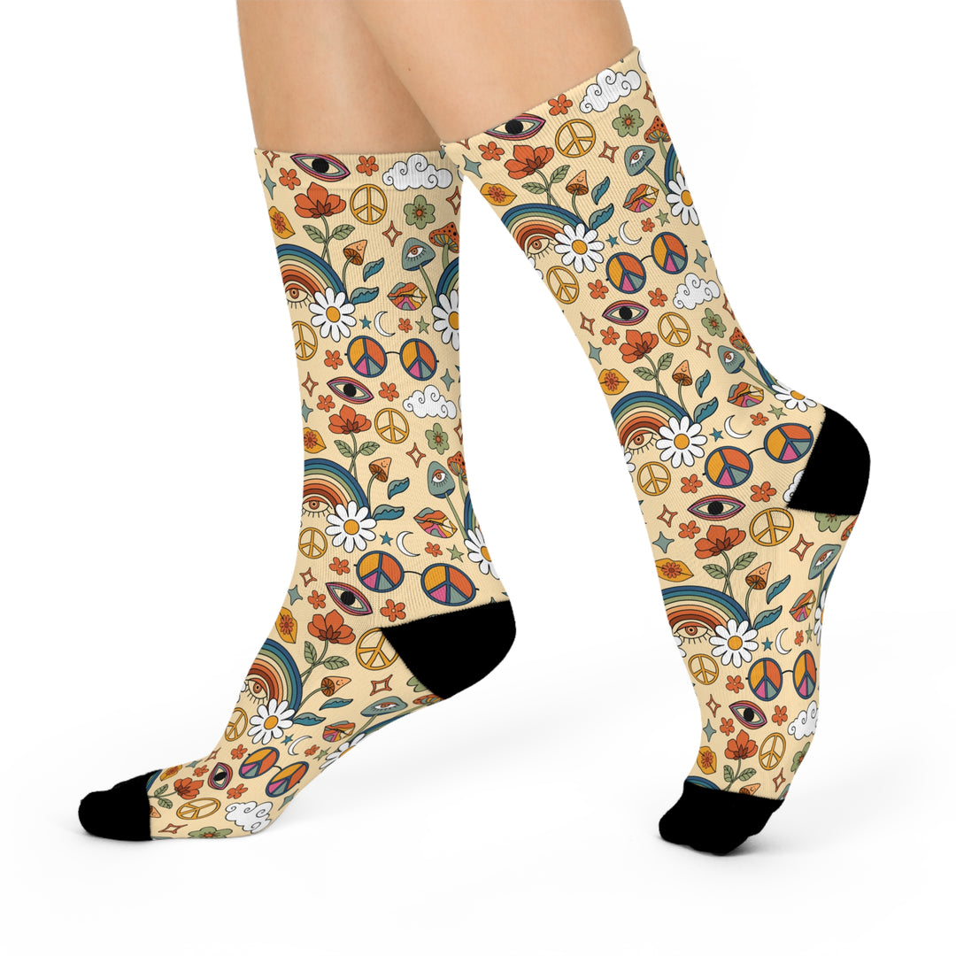 Bohemian Cushioned Crew Socks | Colorful Retro Vibes | Perfect Gift for Festivals and Chill Days