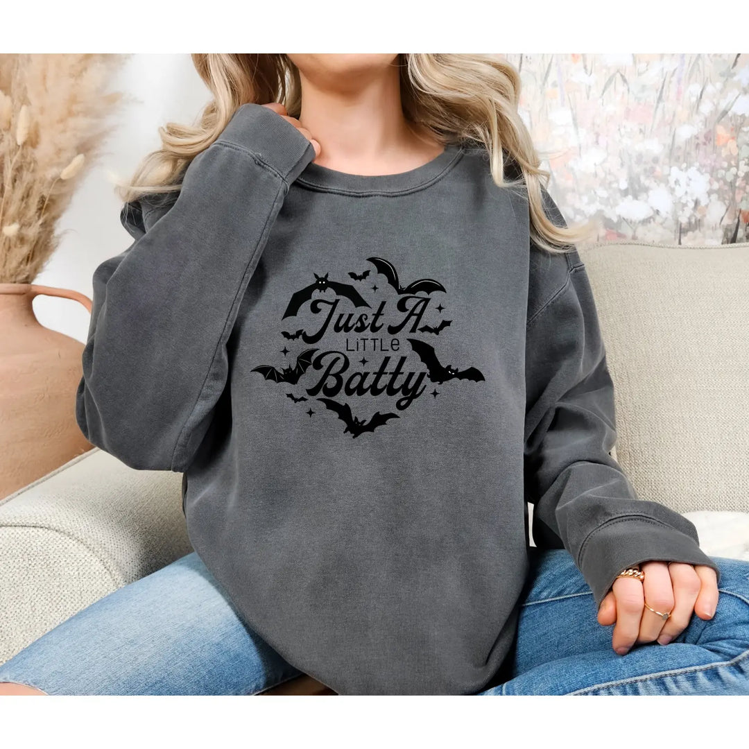 A Little Batty Shirt Halloween Sweatshirt Unisex Fall Apparel Cute Spooky Top Bat Lovers Gift Hoodie Graphic