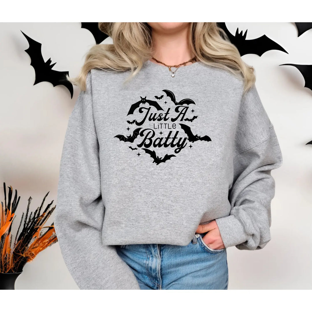 A Little Batty Shirt Halloween Sweatshirt Unisex Fall Apparel Cute Spooky Top Bat Lovers Gift Hoodie Graphic