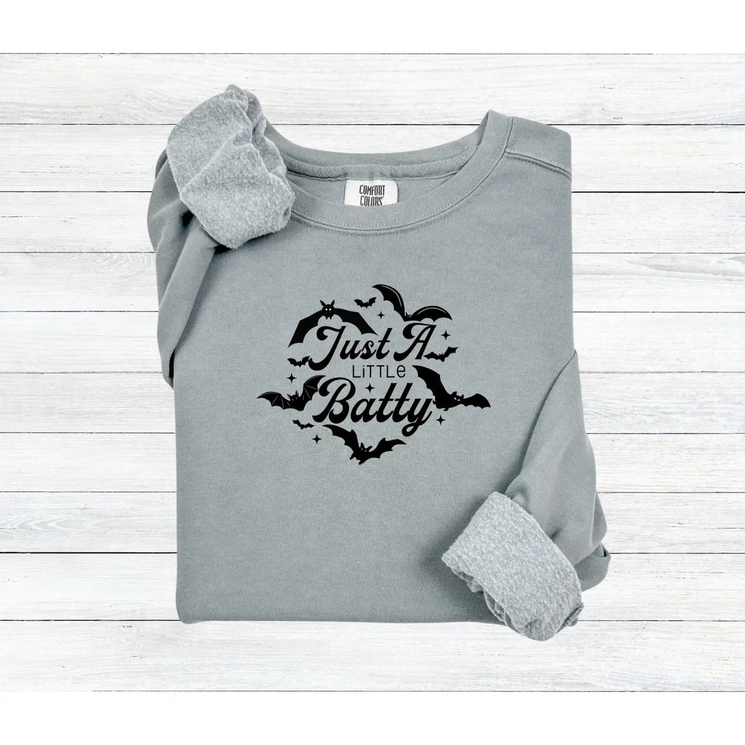 A Little Batty Shirt Halloween Sweatshirt Unisex Fall Apparel Cute Spooky Top Bat Lovers Gift Hoodie Graphic