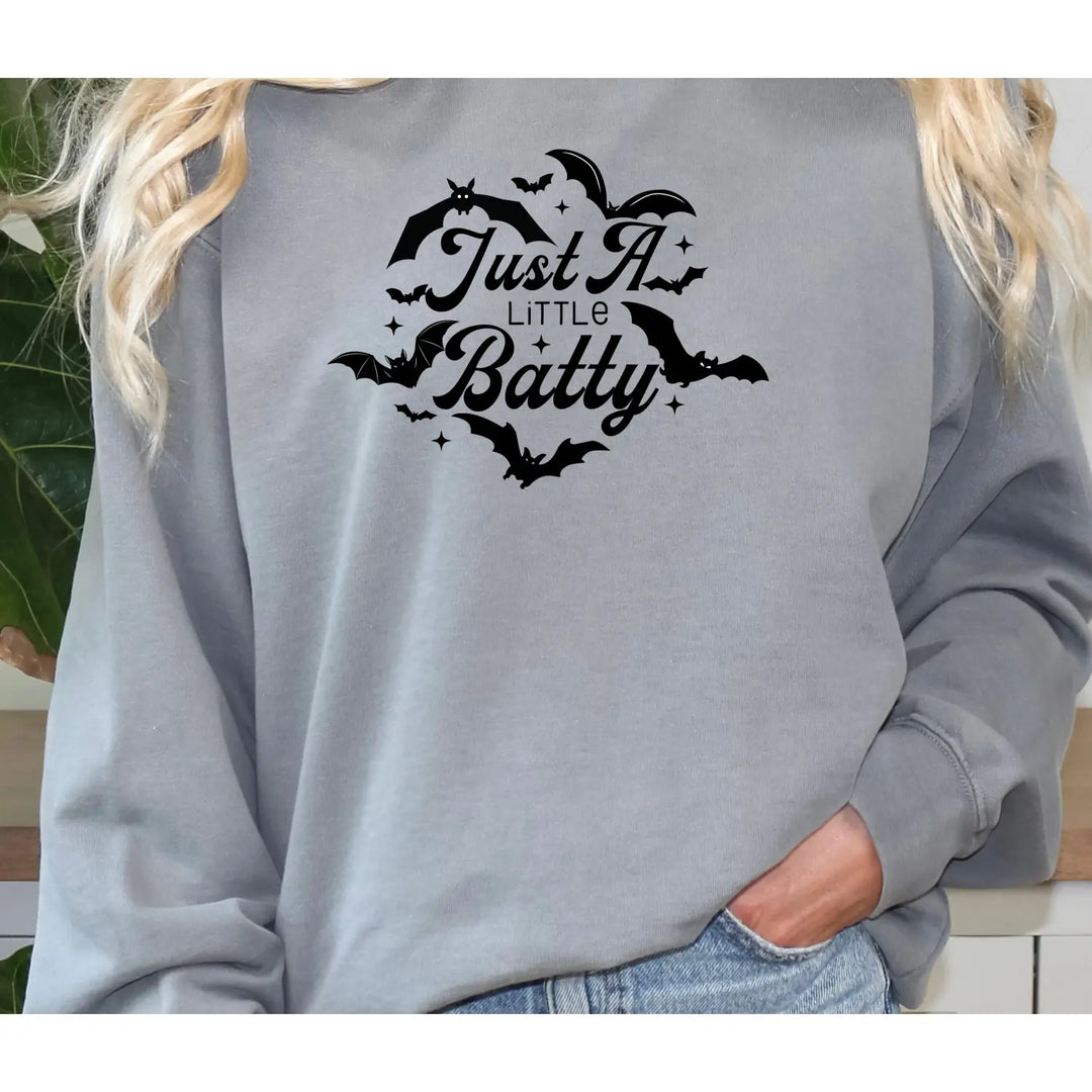 A Little Batty Shirt Halloween Sweatshirt Unisex Fall Apparel Cute Spooky Top Bat Lovers Gift Hoodie Graphic