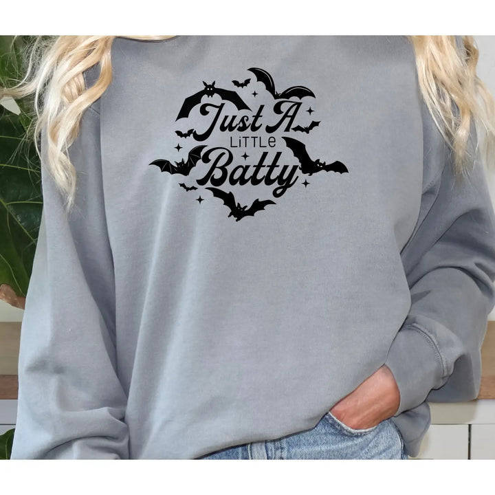 A Little Batty Shirt Halloween Sweatshirt Unisex Fall Apparel Cute Spooky Top Bat Lovers Gift Hoodie Graphic