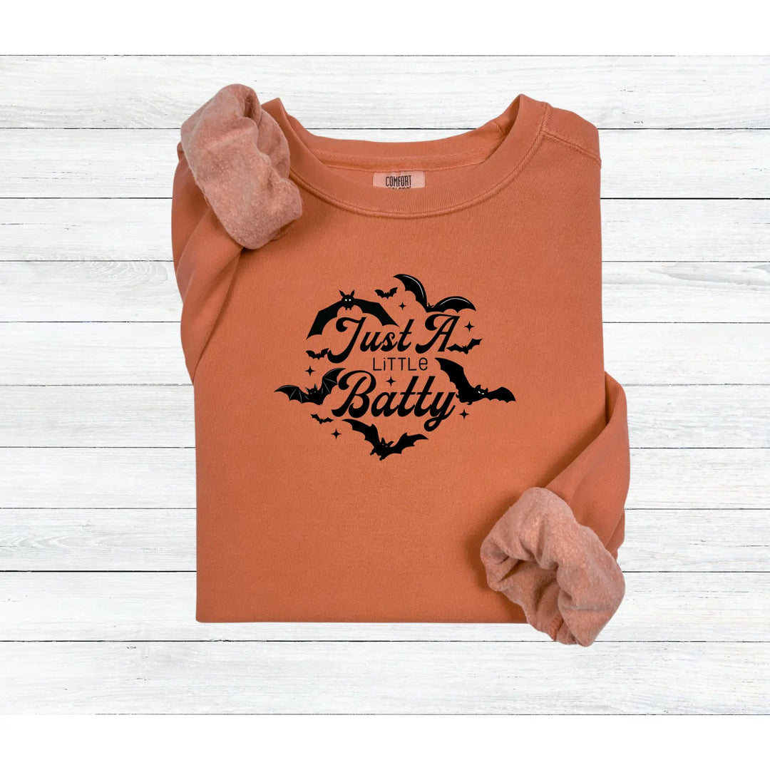 A Little Batty Shirt Halloween Sweatshirt Unisex Fall Apparel Cute Spooky Top Bat Lovers Gift Hoodie Graphic