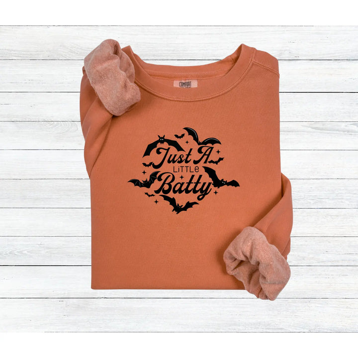 A Little Batty Shirt Halloween Sweatshirt Unisex Fall Apparel Cute Spooky Top Bat Lovers Gift Hoodie Graphic